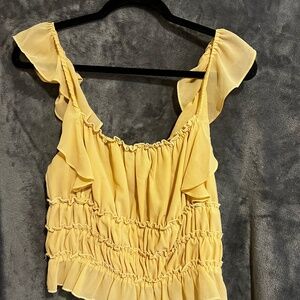 Yellow Ruffle Tank Top Blouse